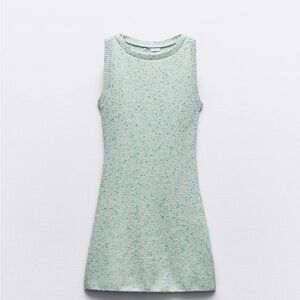 Zara Sleeveless Light Green Knit Dress small mint